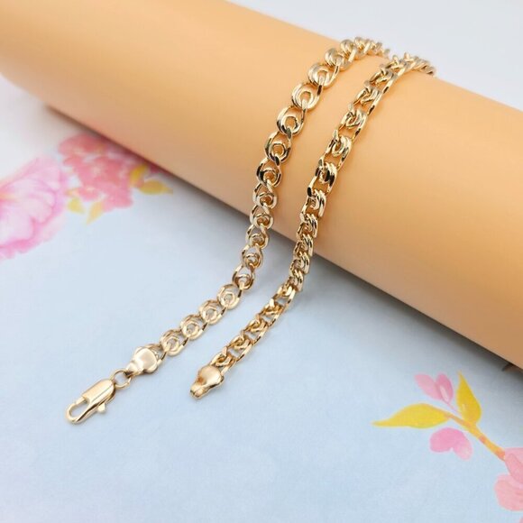 Polished Rose Gold Round Curb Chain Necklace, 19.7 Inch Unisex, XPNL0087 - Picture 8 of 12